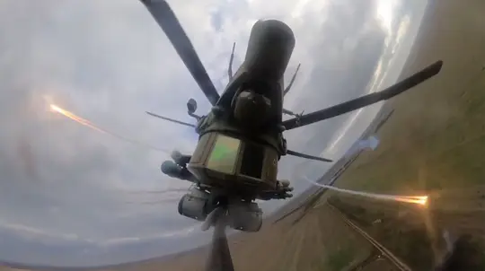 Mi-28N Night Hunter Destroys Drone With 30 mm Cannon
